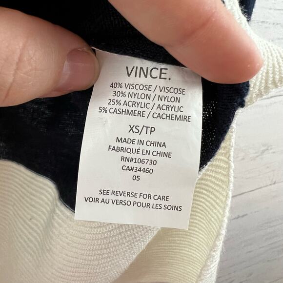 Vince Cream and Black Long Sleeve Pullover Sweater Size XS - Picture 6 of 8